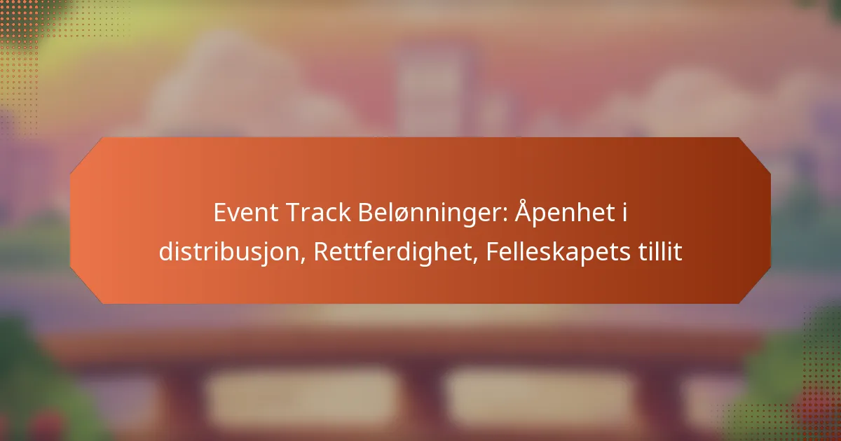 Event Track Belønninger: Åpenhet i distribusjon, Rettferdighet, Felleskapets tillit