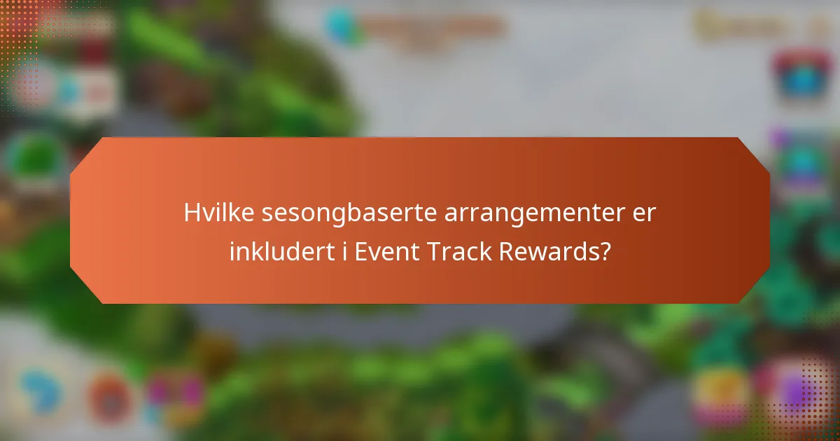Hvilke sesongbaserte arrangementer er inkludert i Event Track Rewards?